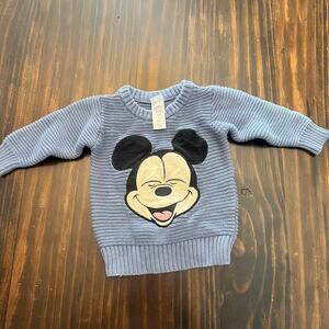 Disney Baby Blue Knit Mickey Mouse Sweater Size 12m